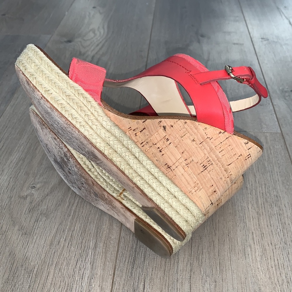 Coach Leather Wedge Sandal Red/Pink Size 8 - Picture 9 of 10